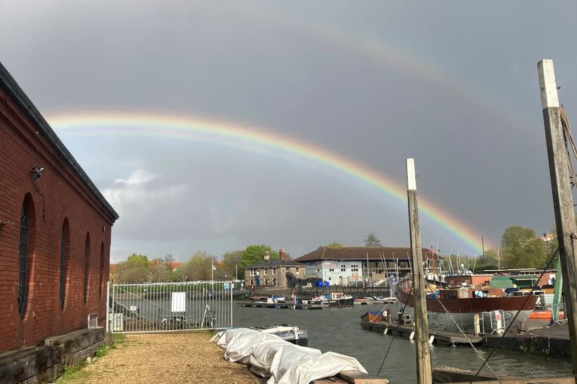 A double-rainbow overlooks Underfall Yard as plans are being made for a re-build.