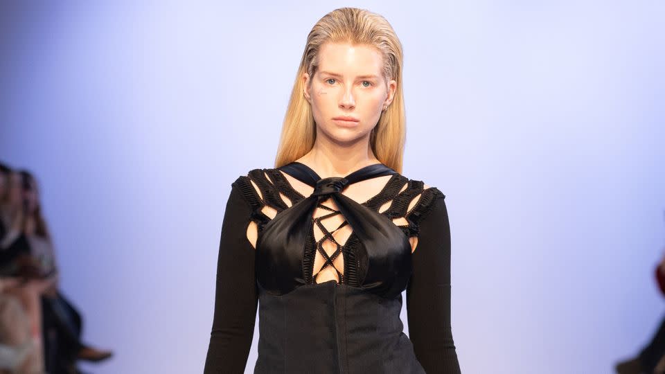 Lottie Moss, Kate Moss's half-sister, made an appearance on the Sinead O'Dwyer runway. - Chris Yates