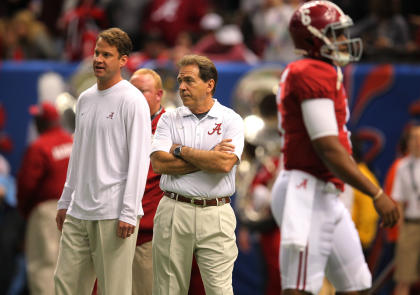 Will Lane Kiffin stay on Nick Saban's staff at Alabama or make a jump to the NFL? (USAT)