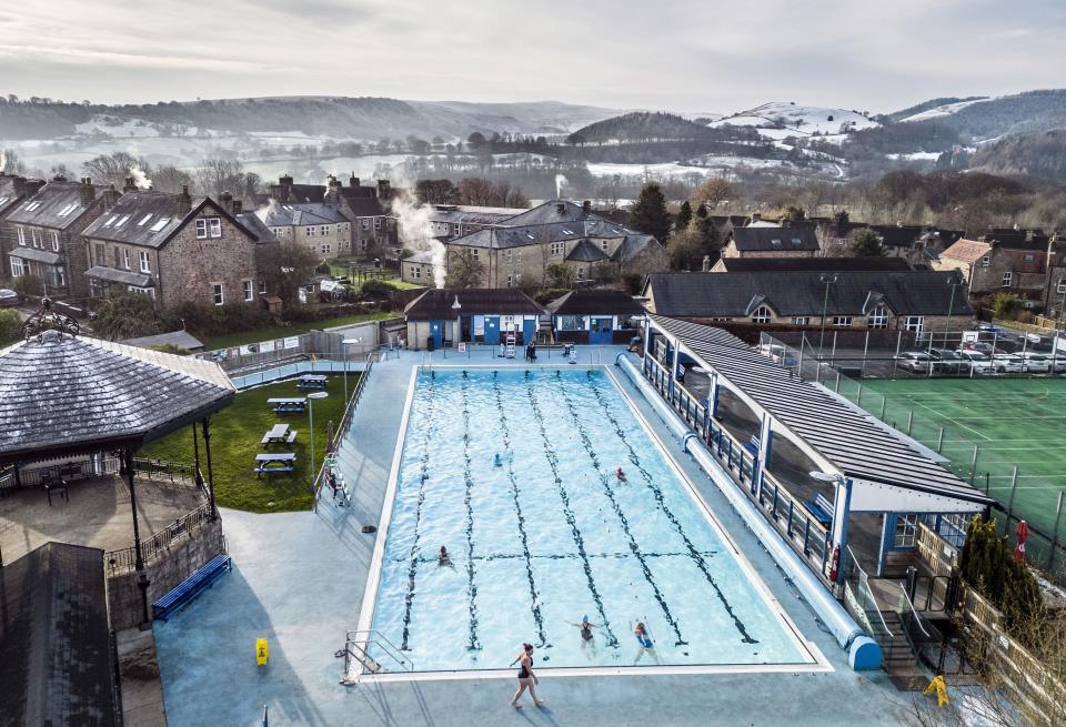 Hathersage Swimming Pool is open throughout the winter and is heated. You can warm up in the village's many pubs, including the 16th century Plough Inn, which is recommended by the Good Pub Guide. There is no shortage of places to eat, and several independent shops to browse too. (Photo: Danny Lawson/PA Wire)