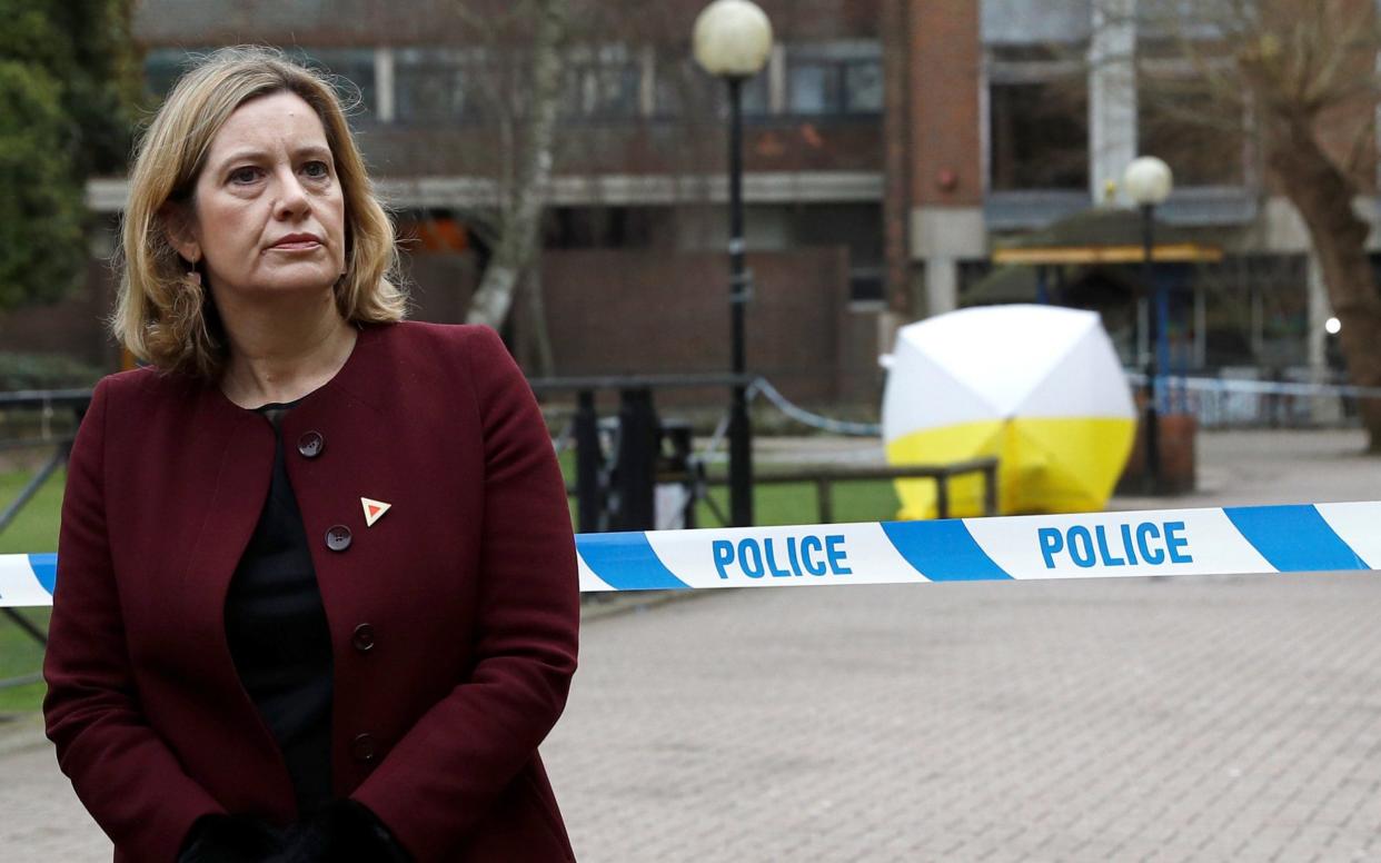 Amber Rudd, seen in Salisbury, is under growing pressure - REUTERS