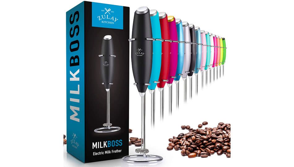 Kiss that smarmy barista goodbye: Make your own cafe-worthy drinks with a handheld frother. (Photo: Amazon)