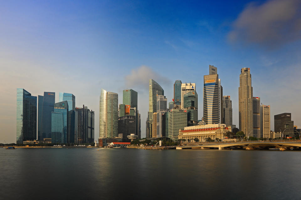 SINGAPORE - AUGUST 05:  A general view of the Singapore Central Business District skyline on August 5, 2019 in Singapore.  (Photo by Suhaimi Abdullah/Getty Images)