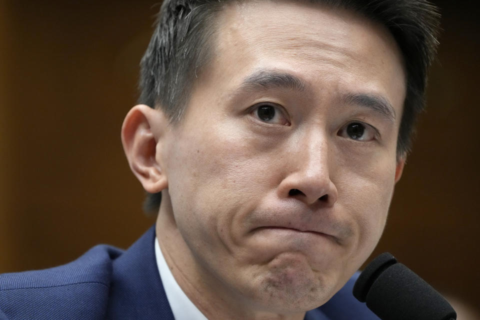 TikTok CEO Shou Zi Chew testifies during a hearing of the House Energy and Commerce Committee, on the platform's consumer privacy and data security practices and impact on children, Thursday, March 23, 2023, on Capitol Hill in Washington. (AP Photo/Jacquelyn Martin)