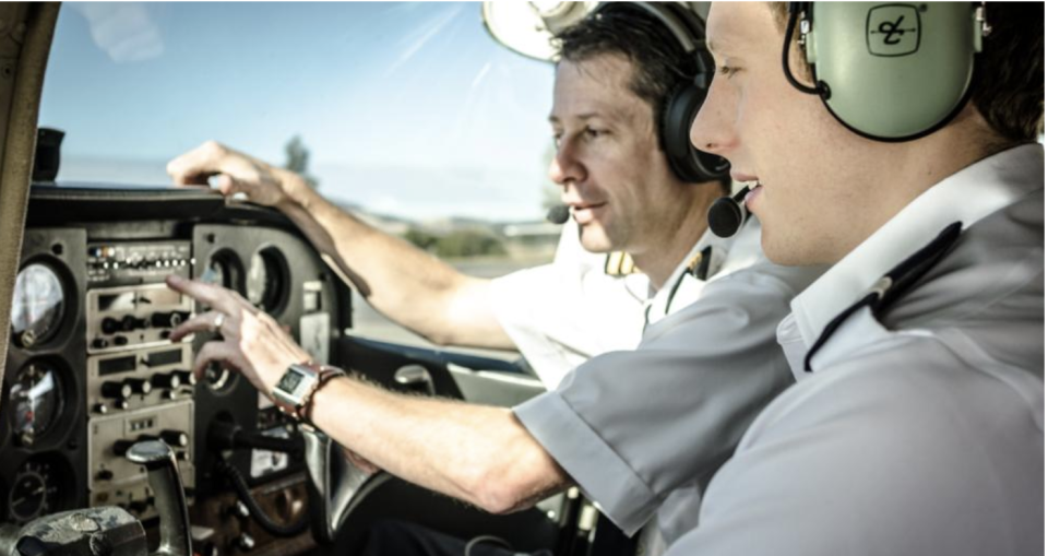 Pilot showing the learner navigation buttons.