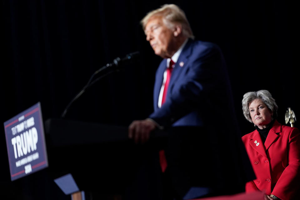 Susie Wiles watches as Republican presidential candidate former President Donald Trump  (Andrew Harnik / AP)