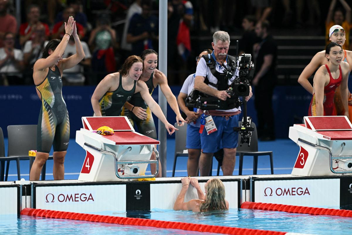 Australia takes gold over Katie Ledeckyled Team USA in 4x200 freestyle