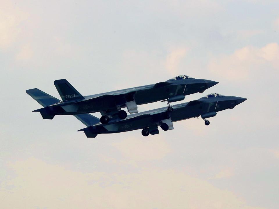 J-20 stealth fighters in training.