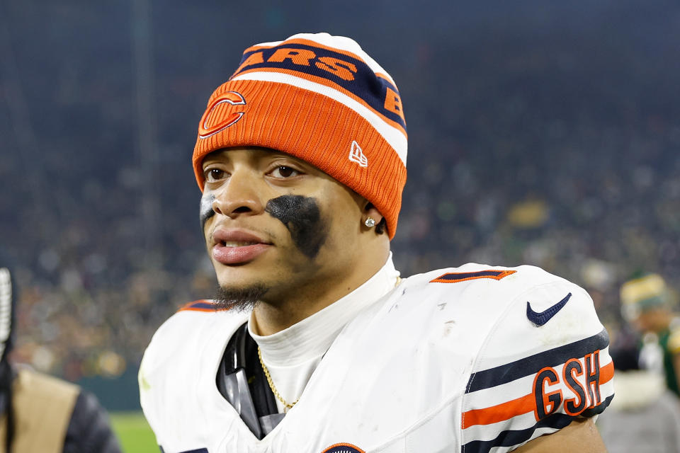 Will Justin Fields play again for the Chicago Bears? (John Fisher/Getty Images)