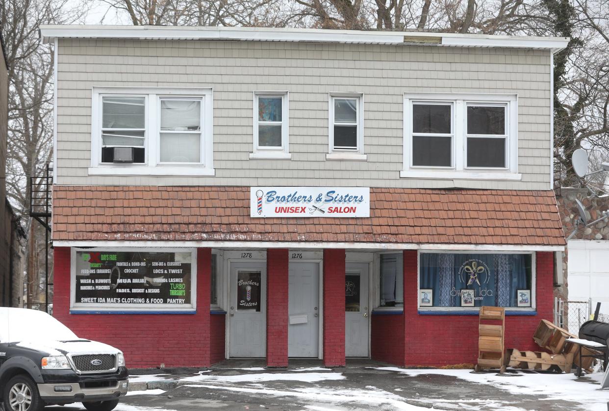 Community Resource Collaborative bought this building in August 2023. It houses a barbershop and clothing and food pantry operated by an employee and former board member, Devon Reynolds.