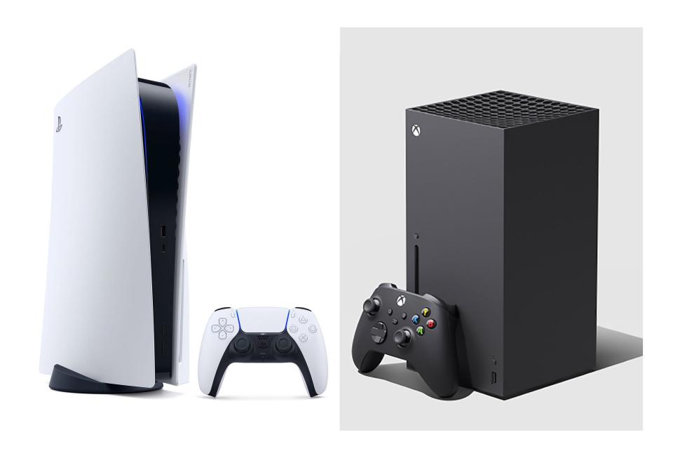Still in high demand: Sony PlayStation 5 on the left, Microsoft's Xbox Series X on right. (Composite image made from Sony and Microsoft handouts)