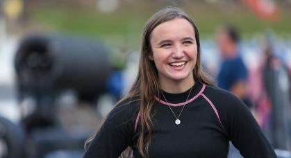 Katie Hettinger during the Fall Brawl at Hickory Motor Speedway on November 12, 2022. (Adam Fenwick/NASCAR)