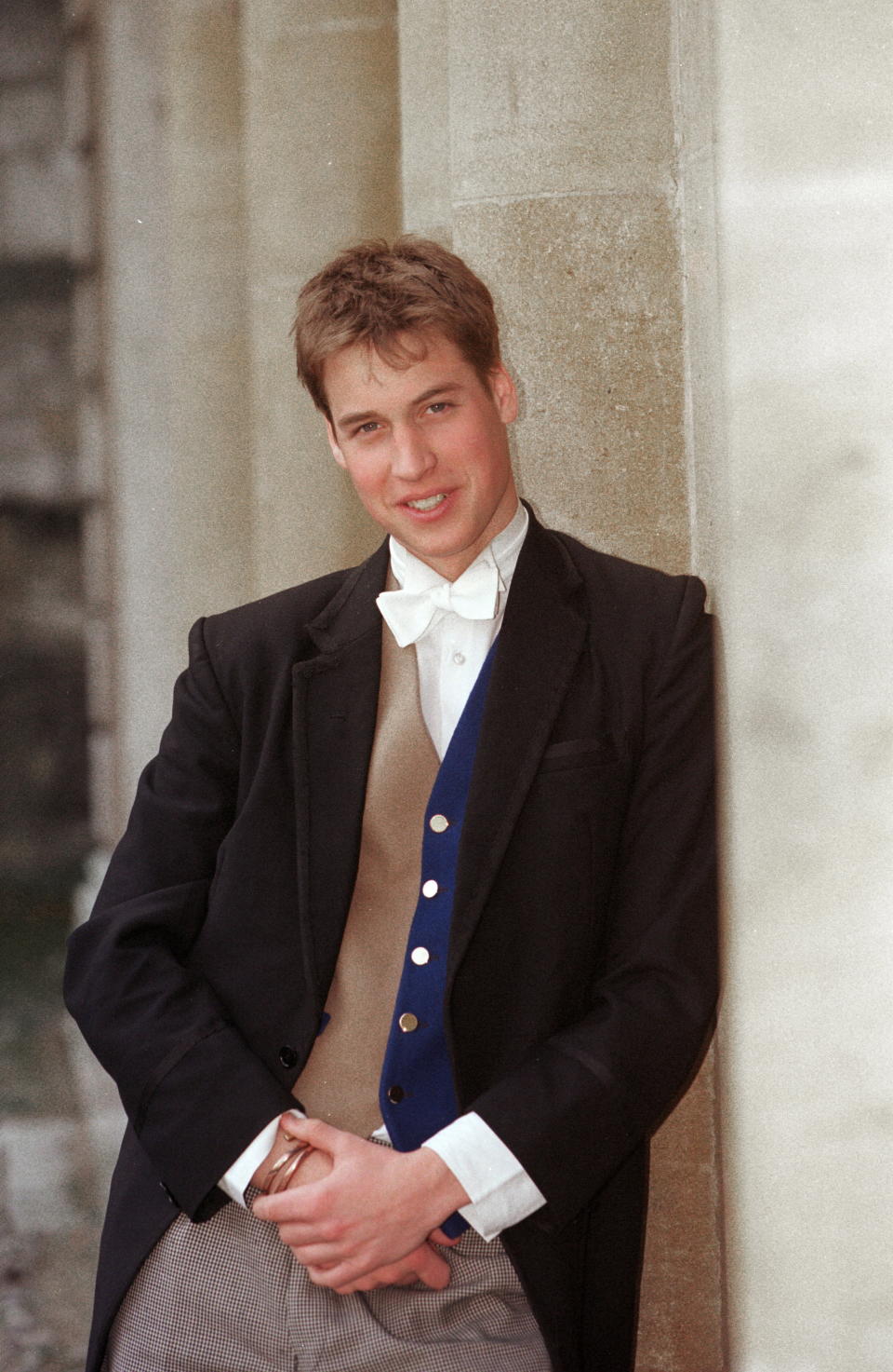 ETON, UNITED KINGDOM - JUNE 18:  Prince William At Eton College Wearing A Waistcoat Which Is His Privilege As  A Member Of The Elite Prefect Society Called 'pop'  (Photo by Tim Graham Photo Library via Getty Images)