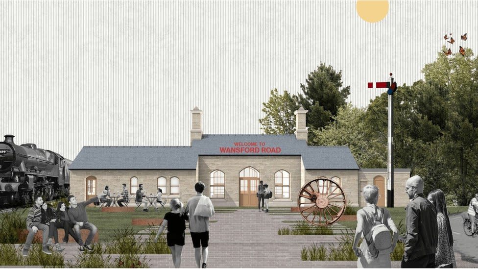 Artist impression of Victorian station in new setting