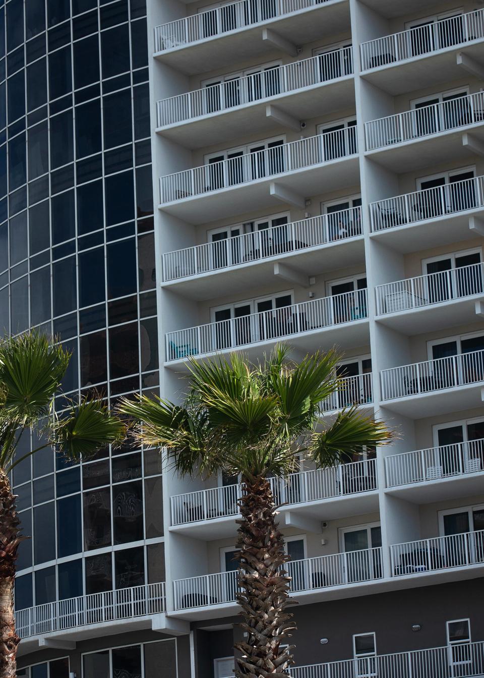 The Laketown Wharf condominium is seen in Panama City Beach on April 11. City officials issued an evacuation order for 63 units because of two unsafe stairwells.