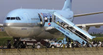 According to the survey, the world’s fifth-dangerous airline in terms of flying safety is Korean Air. Korean Air Lines Co is both the flag carrier and the largest airline of South Korea, with global headquarters located in, Seoul, South Korea. (Photo by Kim Dong-Hoon/Getty Images)