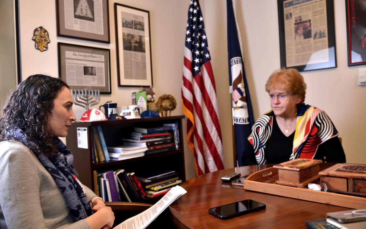 Journalist Rozina Sabur with Deborah Lipstadt in her office, Washington DC