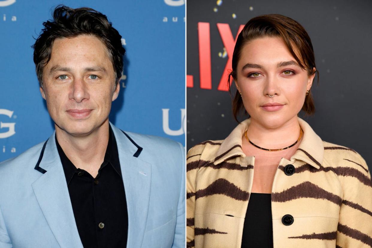 Zach Braff and Florence Pugh flirting