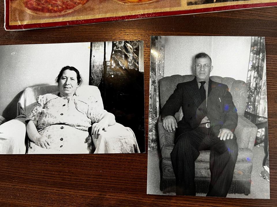 Old photos and newspaper clippings are among the ephemera Ron and Ann Bonanno brought to display at Gusto Pizza Bar. Ron's father Frank and mother Colleen, aka Bamie and Coke, ran Bamie's Pizza House on the southside of Des Moines for 23 years.