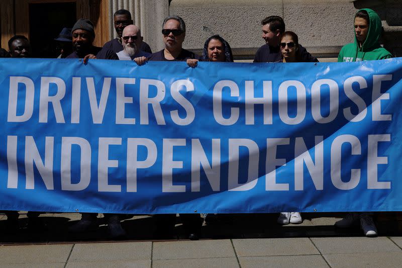 FILE PHOTO: Rideshare and delivery drivers gather to support ballot measure in Worcester