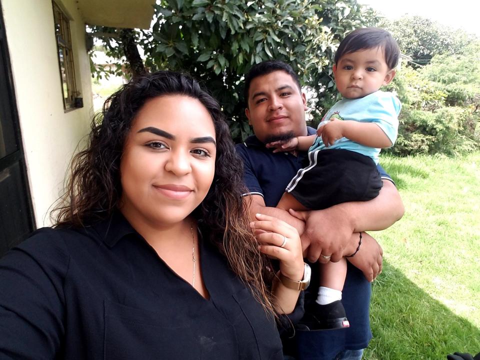 Wendy Leguizamo, her husband, Jesus, and their 11-month-old son, Mario Fernando, take a picture together on Sept. 25, 2019, during a family trip to Villa Guerra, Mexico. Leguizamo, a U.S. citizen who lives in a Chicago suburb, has been repeatedly denied by the U.S. State Department from sponsoring her husband to emigrate to the U.S. because of new 