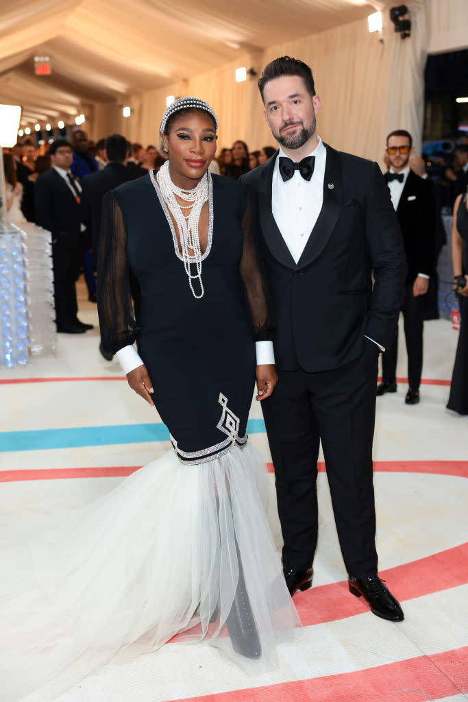 (L-R) Serena Williams and Alexis Ohanian at the 2023 Met Gala on May 1 in New York City. 