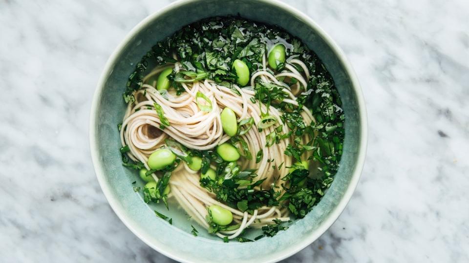 Most soups have me raiding the kitchen 30 minutes after my last slurp. But not this noodle-y, herb-packed exception.