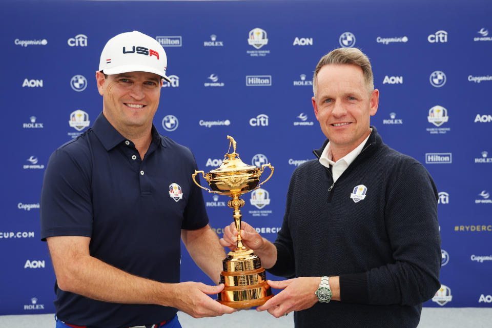 Team USA captain Zack Johnson and Team Europe captain Luke Donald. (Andrew Redington/Getty Images)