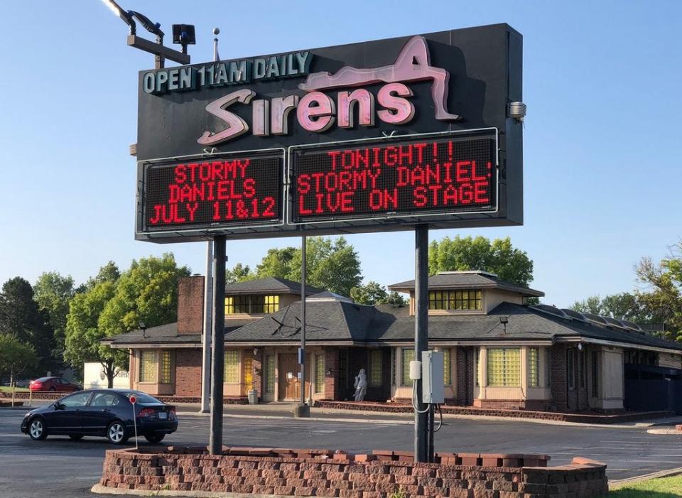 Two local exotic dancers were arrested at Sirens, 6190 Cleveland Ave., along with porn star Stormy Daniels on Wednesday night. [Karl Kuntz/Dispatch]