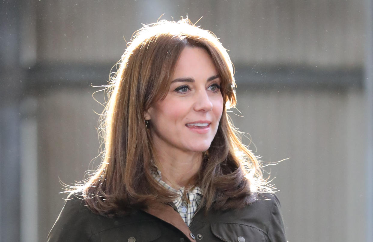 DUBLIN, IRELAND - MARCH 04: Catherine, Duchess of Cambridge visits the Teagasc Animal & Grassland Research Centre at Grange, in County Meath, during day two of the royal visit to Ireland on March 4, 2020 near Dublin, Ireland. (Photo by Aaron Chown - Pool/Getty Images)