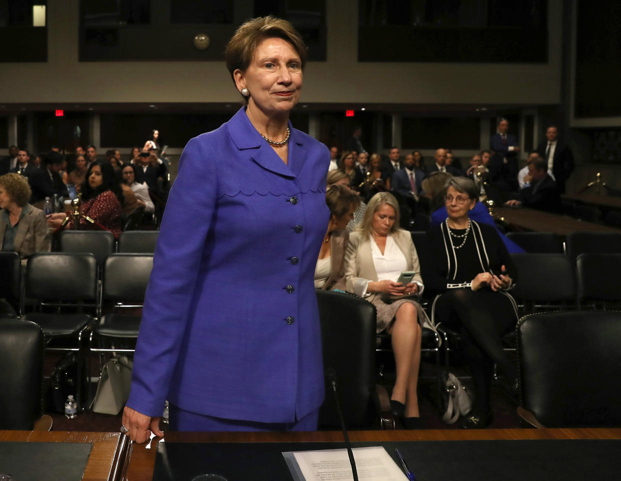 At a Senate Armed Services Committee hearing Thursday on her nomination to become as secretary of the Air Force, Barbara Barrett was quizzed about the propriety of military personnel overnighting at resorts owned by President Donald Trump. (Photo: Mark Wilson via Getty Images)