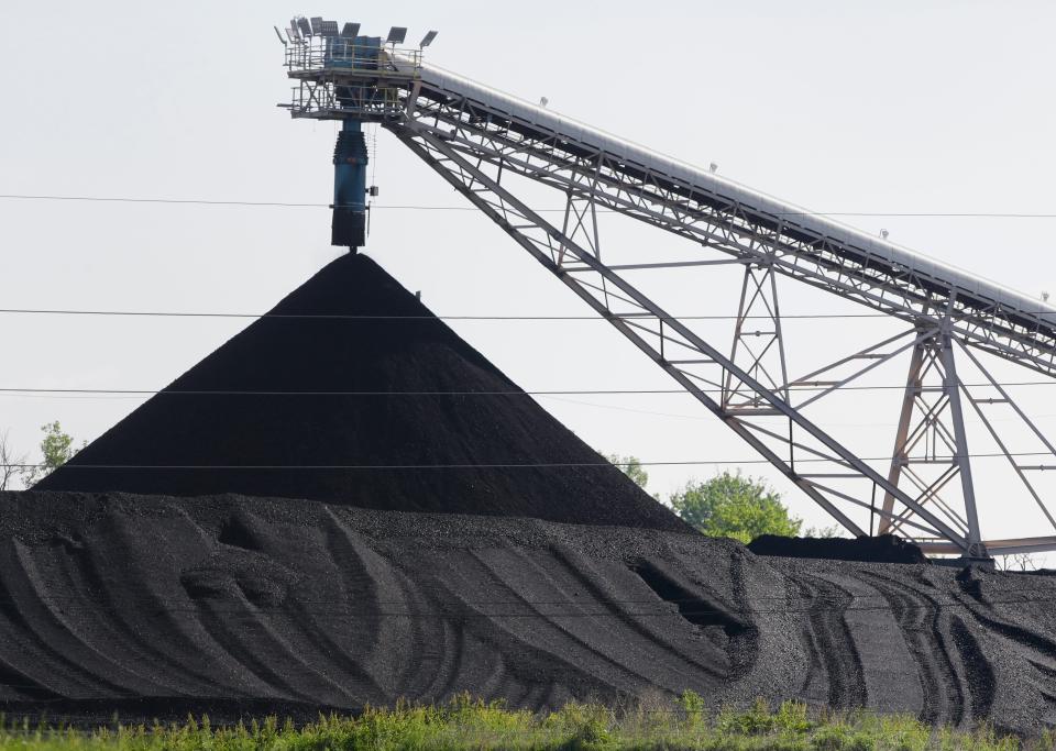 A hill of coal at the North Omaha Station, a coal-burning power station, in Omaha, Nebraska, in 2014..