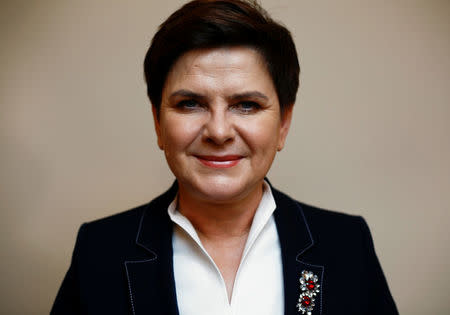 Poland's Prime Minister Beata Szydlo poses after an interview with Reuters at the Prime Minister Chancellery in Warsaw, Poland November 16, 2016. Picture taken November 16, 2016. REUTERS/Kacper Pempel