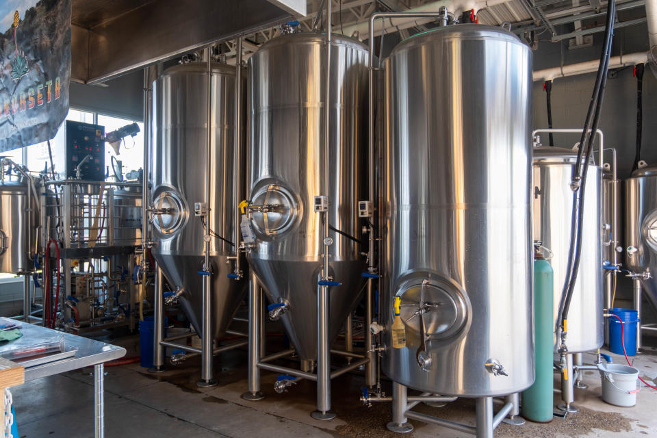 The fermentation vessels  onsite at the Pondaseta Brewing Company location in southwest Amarillo.