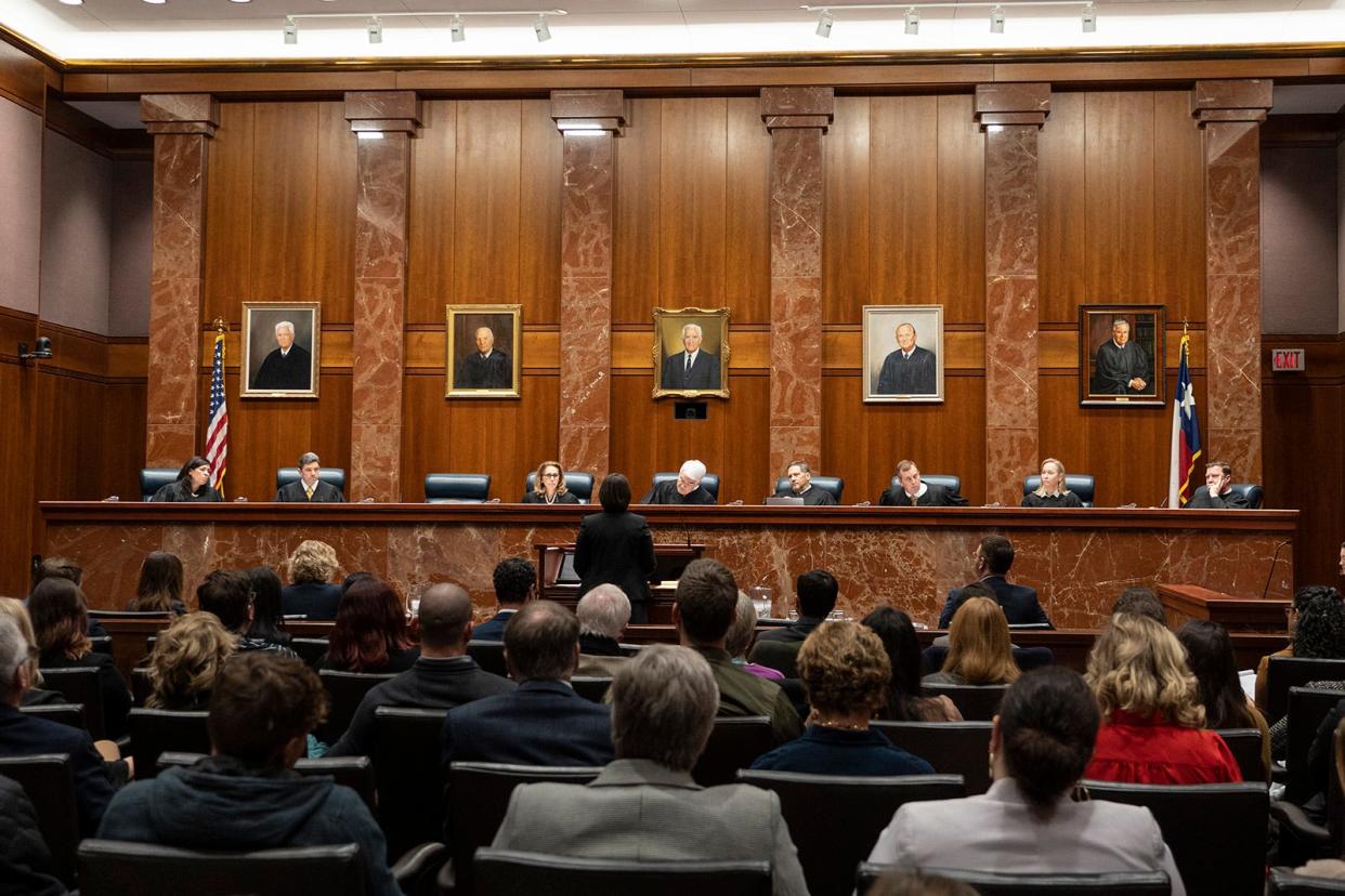 The Texas Supreme Court hears oral arguments for Zurawski v. State of Texas in Tuesday, Nov. 28, 2023. The The plaintiffs, 20 women who were denied abortions despite severe pregnancy complications and two OB-GYNs suing on behalf of their patients, are demanding that the state clarify medical exceptions to its near-total abortion ban.