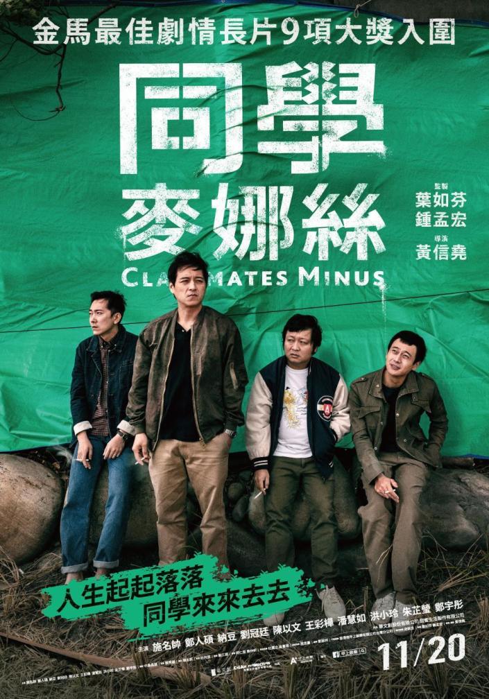 海報上4人站在宛如綠幕的綠色帆布前面，導演黃信堯表示，那代表的是，綠色帆布拿掉後，現實中他們要面對的是有點落漆又唬爛的人生。（甲上提供）