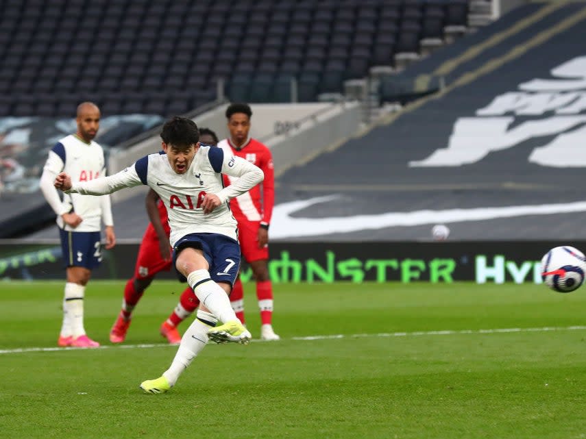 <p>Son scored the winner from the spot in the 90th minute</p> (Getty Images)