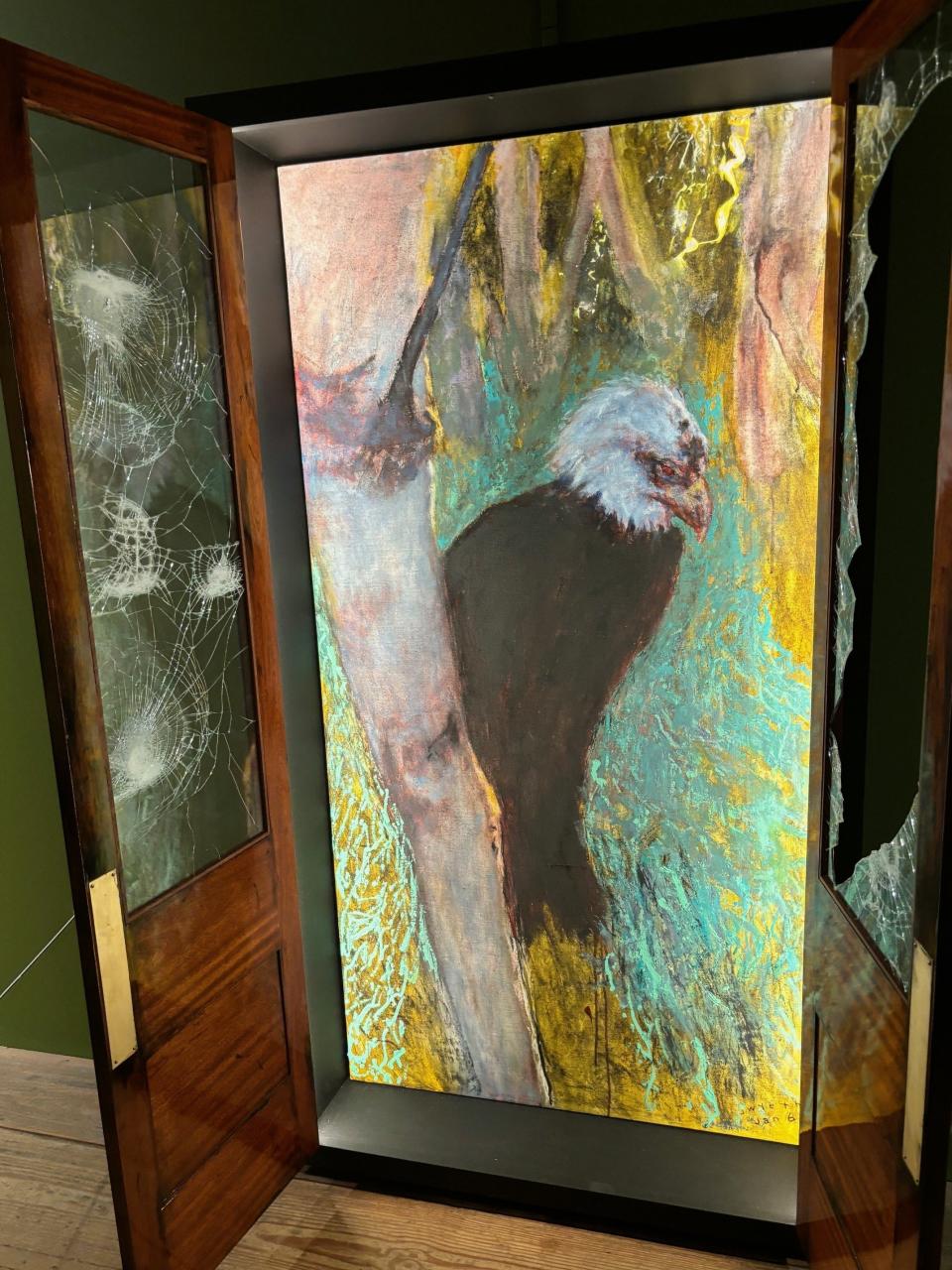 "Poison: Seventh in the Screen Door Sequence" from 2022 is Jamie Wyeth's take on the Jan. 6, 2021, attack on the U.S. Capitol in Washington, D.C. It's part of the exhibition "Jamie Wyeth: Unsettled" that opened March 17, 2024, at the Brandywine Museum of Art.