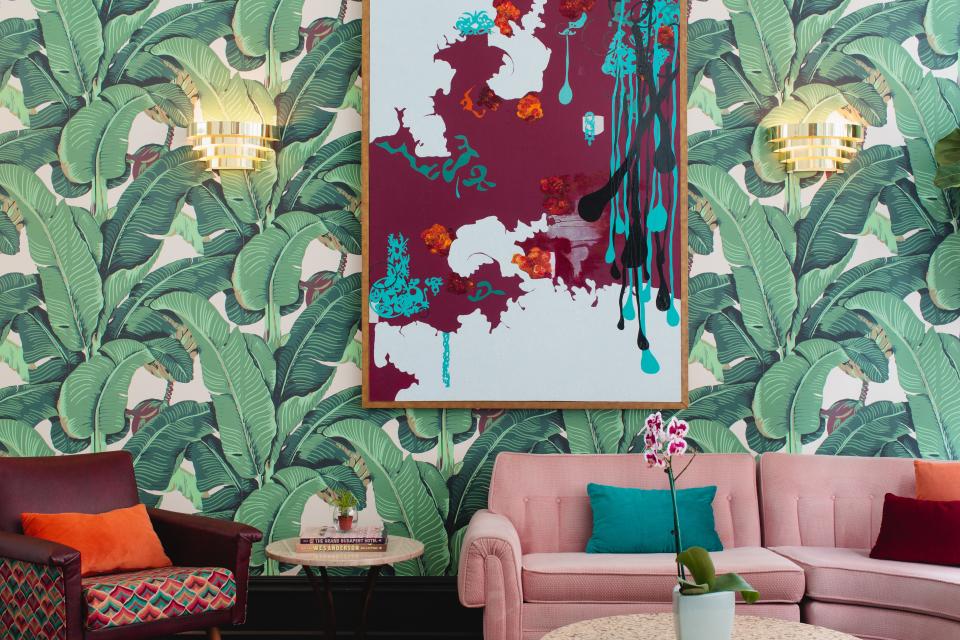 Martinique wallpaper at the Dwell Hotel in Chattanooga, Tennessee.