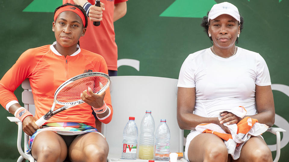 Coco Gauff and Venus Williams, pictured here during their match against Saisai Zheng and Ellen Perez.