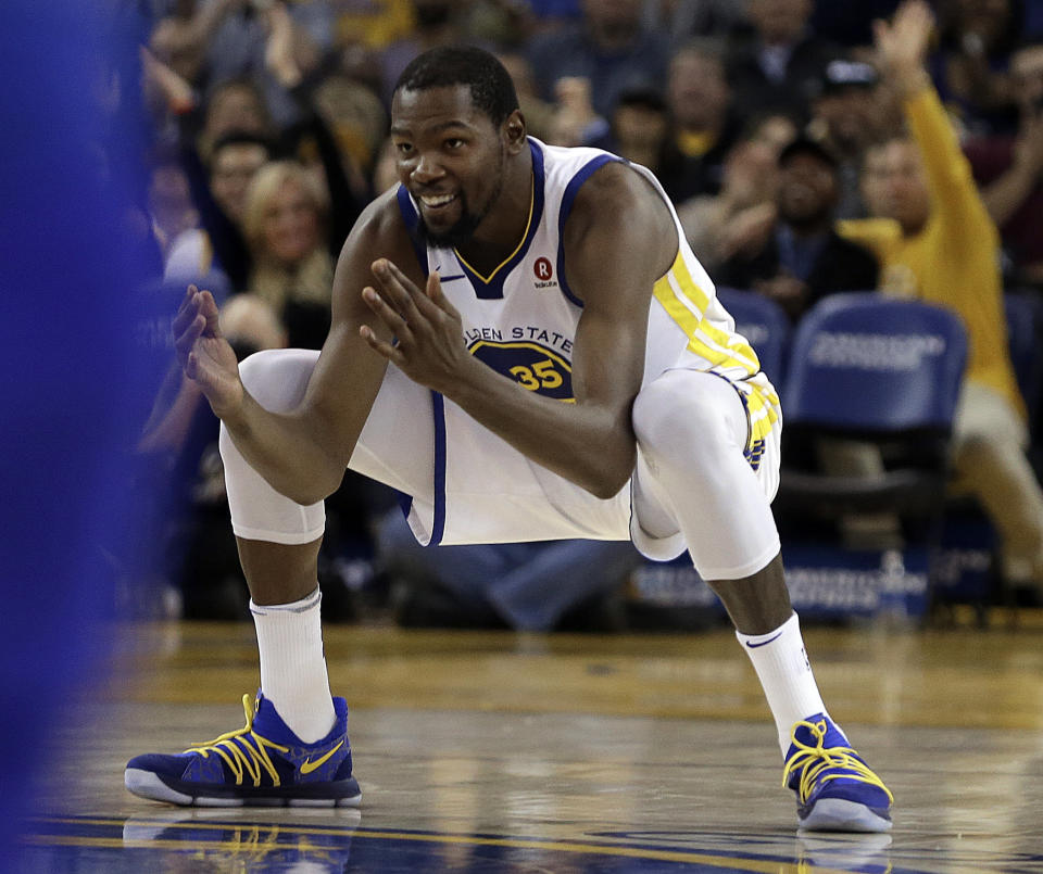 Kevin Durant prepares himself for what comes next. (AP)