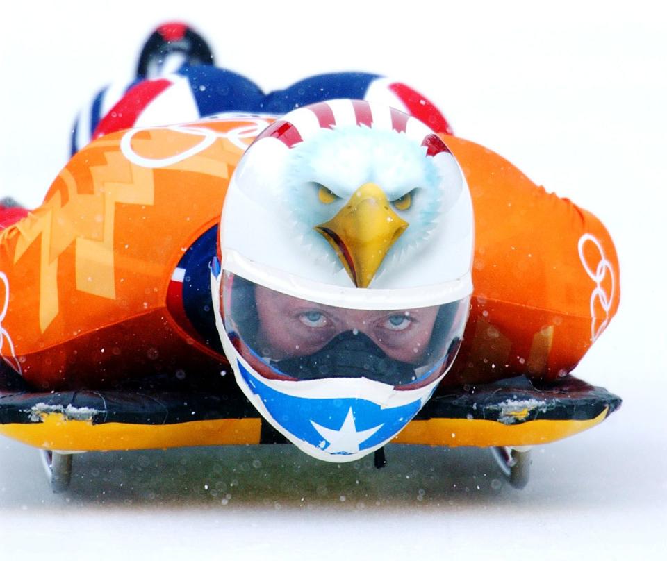 Jim Shea takes his first run prior to his gold medal finish in skeleton Feb. 20, 2002. | Jeffrey D. Allred, Deseret News