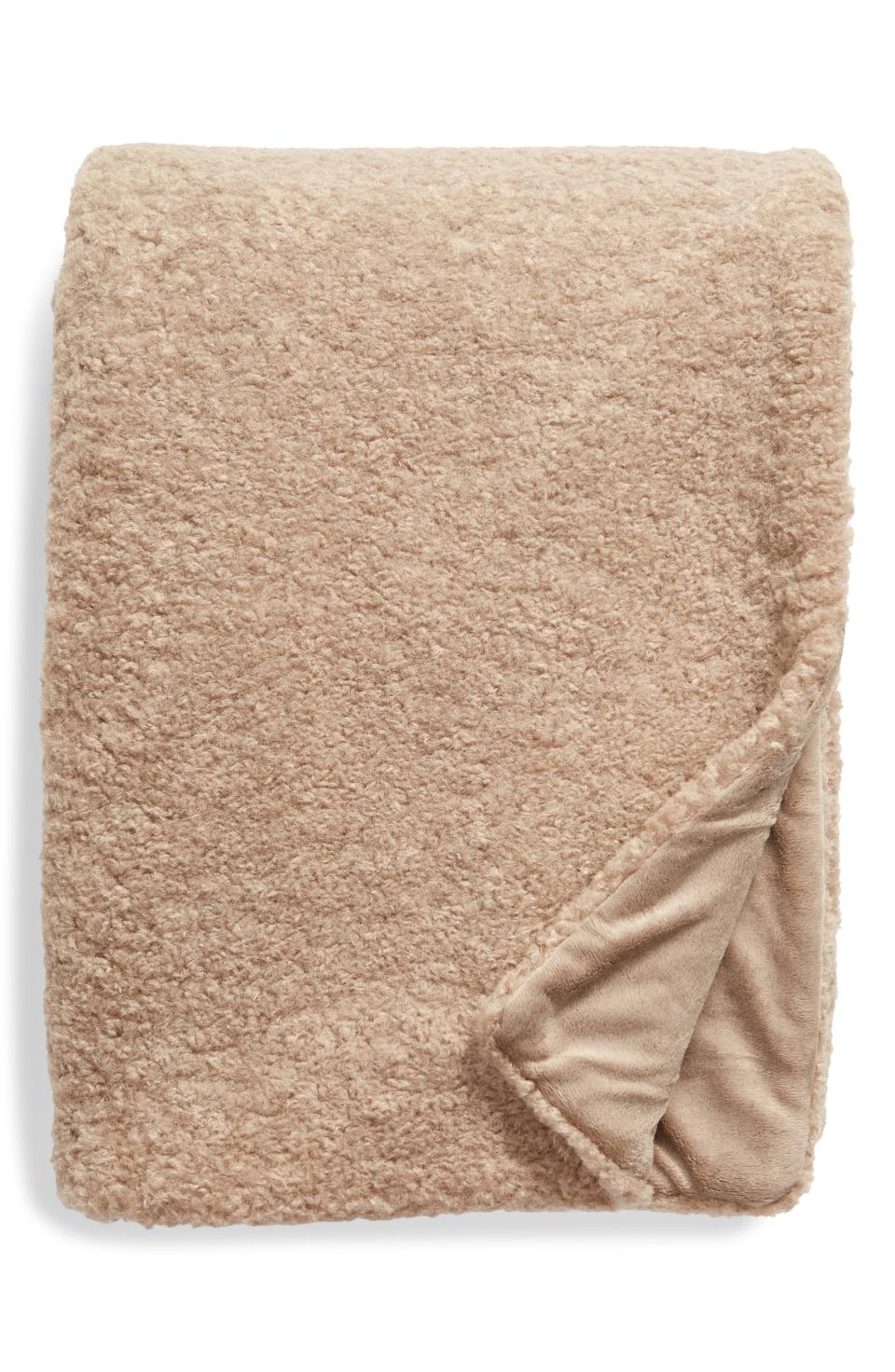 7) Nordstrom Teddy Faux Fur Oversize Throw Blanket, Size One Size - Brown