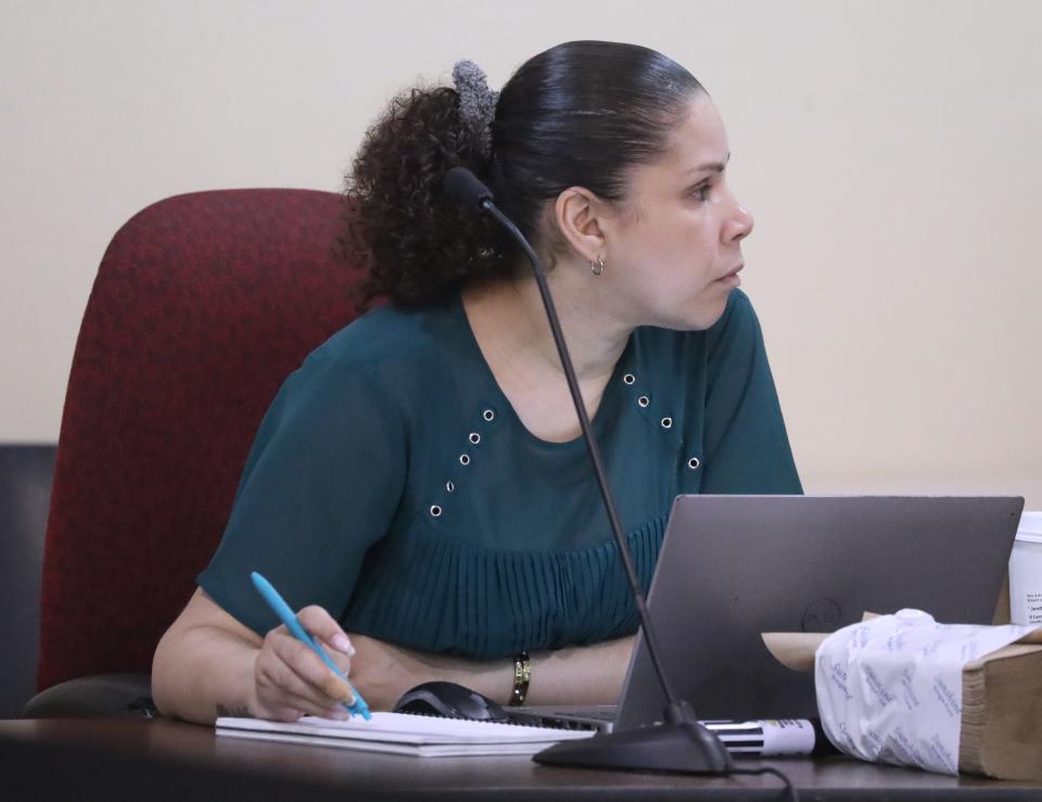 Director of Transportation, Janette Silva during a meeting of the East Ramapo School Board at the district administration building in Spring Valley May 2, 2023.