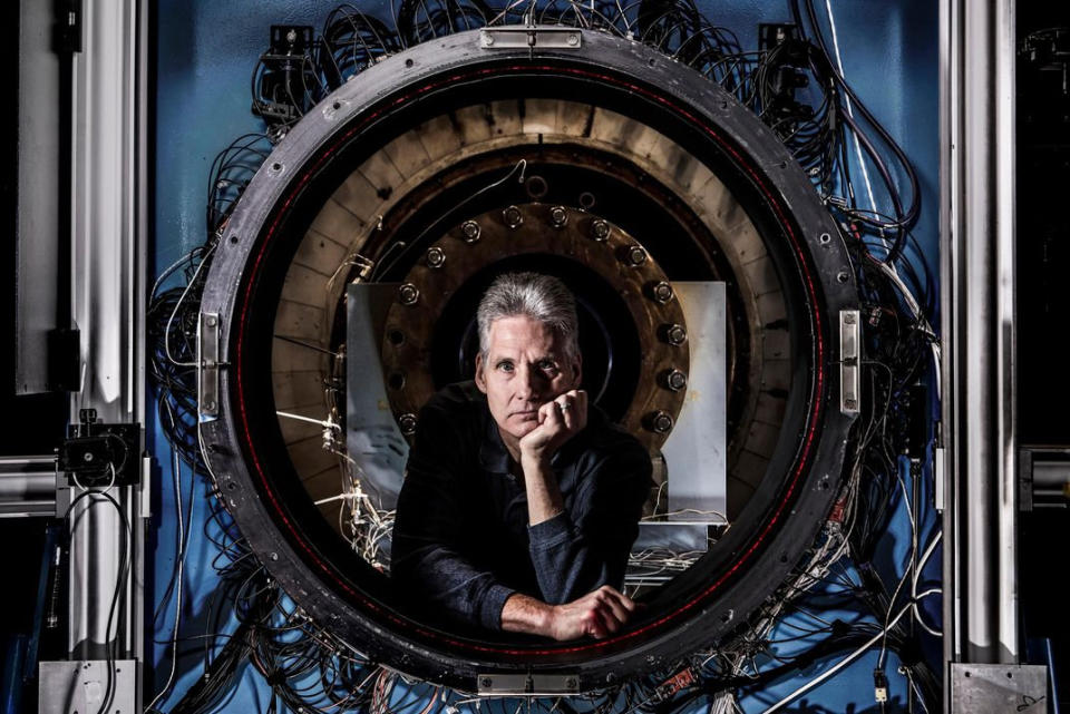 Winner, 'Portrait' category The inventor of the tomography system, Tim Bencic, poses inside his brainchild - a system for studying icing on aircraft.