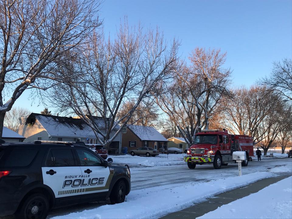 Crews are on scene the morning after a fatal house fire in western Sioux Falls on Tuesday morning. One person died in the fire Monday night.