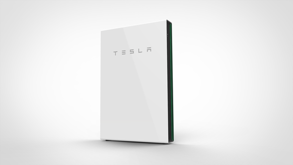 A Tesla Powerwall battery on a white background.