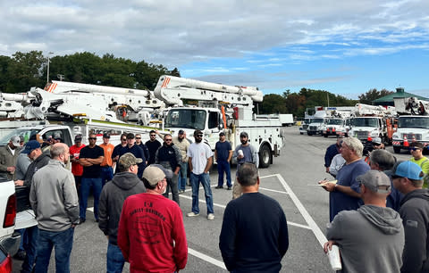 Safety briefing with Avangrid crews going to help clean up damage and restore power to customers in the Southeast (Photo: Business Wire)