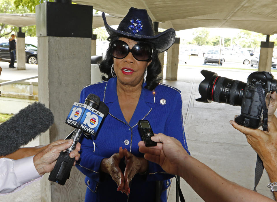 Rep. Frederica Wilson, D-Fla., speaks on Oct. 19 in Miami about the death of Sgt. La David Johnson in Niger. (Photo: Joe Skipper/Getty Images)