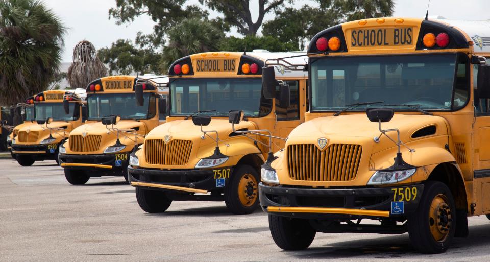 Palm Beach County Schools Superintendent Mike Burke has moved to suspend two school bus employees after they threw a water bottle and cup out the bus window at another driver in February 2023.